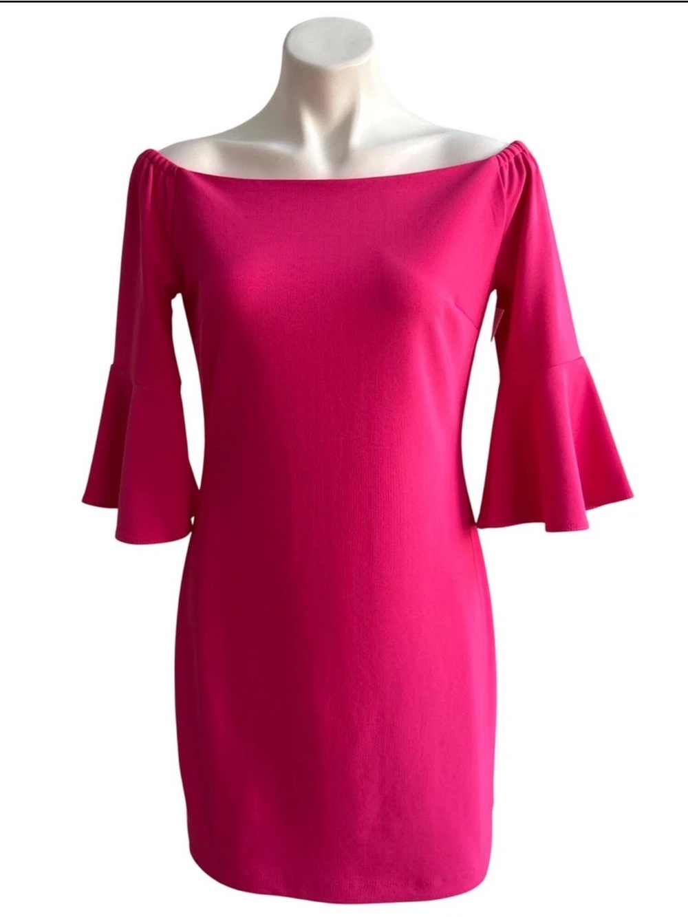 Boston Proper Pink Off Shoulder Mini Dress Flare Sleeve NWT Medium